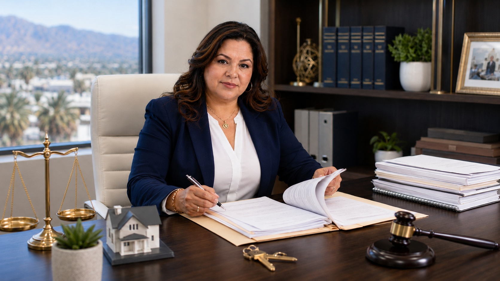 Professional document preparer reviewing an organized unlawful detainer file