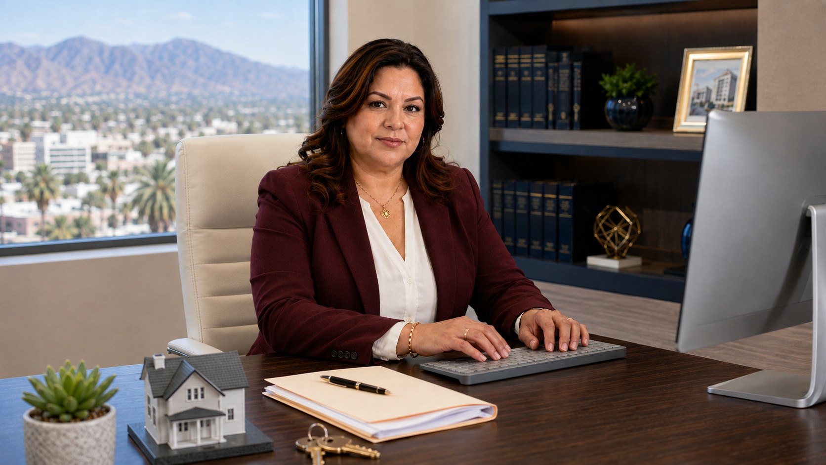 Professional document preparer reviewing rental and court documents