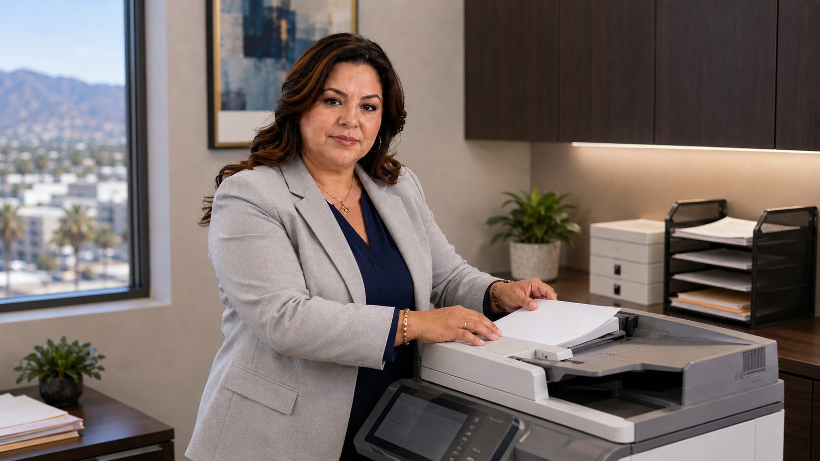 Professional document preparer holding an organized legal file